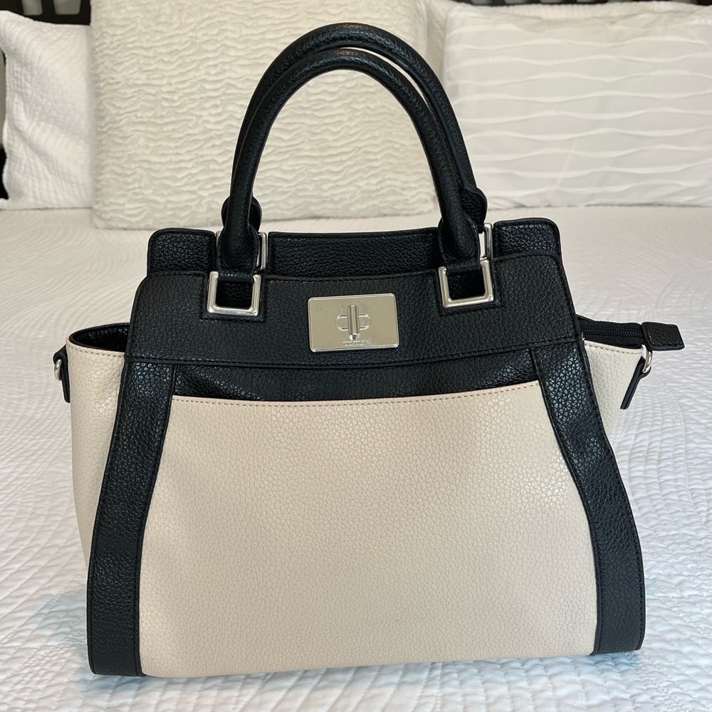 Nine West Graphic Cream and Black Satchel